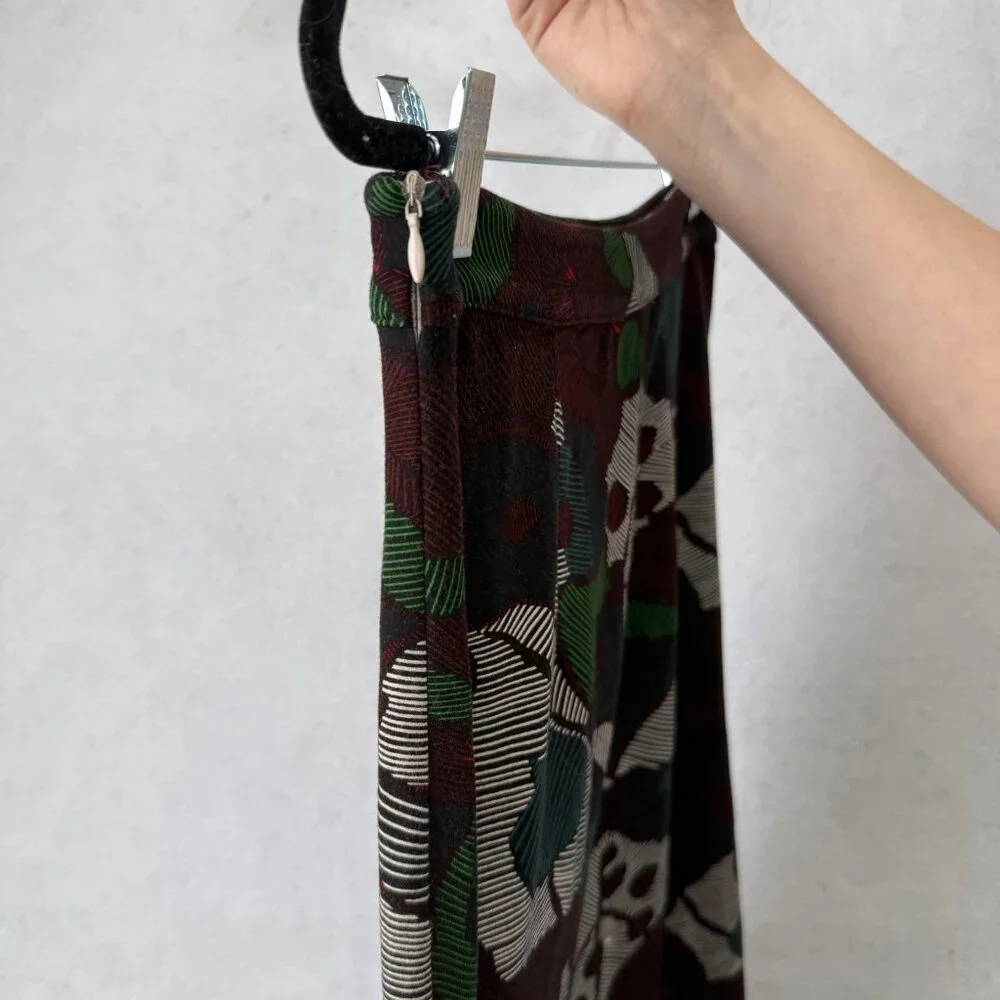 ISLA MAUDE Skirt Womens Small Multicolor Floral A-Line Midi Stretch Casual